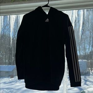Adidas Black Hoodie with White Sleeve Stripes